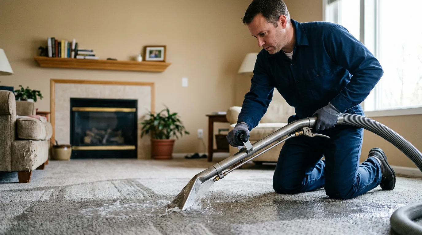 Water damage restoration technician working near Goodland, IN